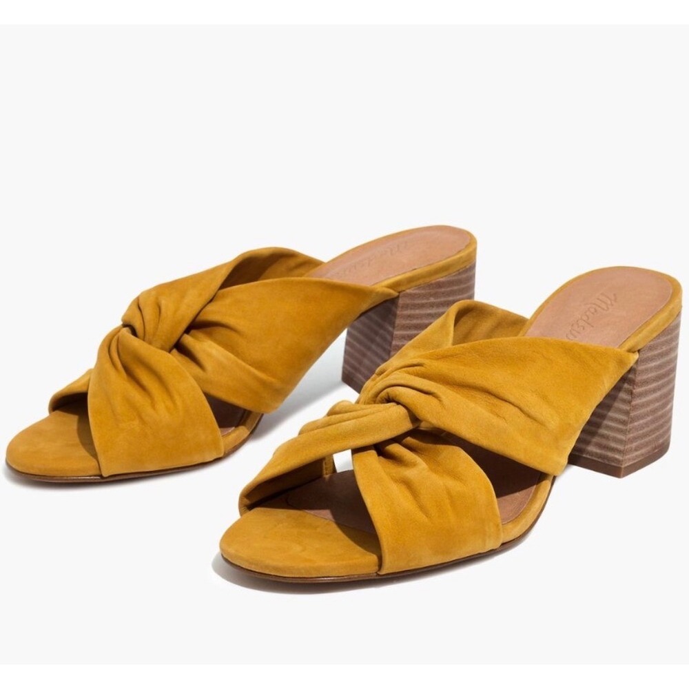 Madewell Mustard Yellow Knotted Suede Mules - Picture 2 of 6
